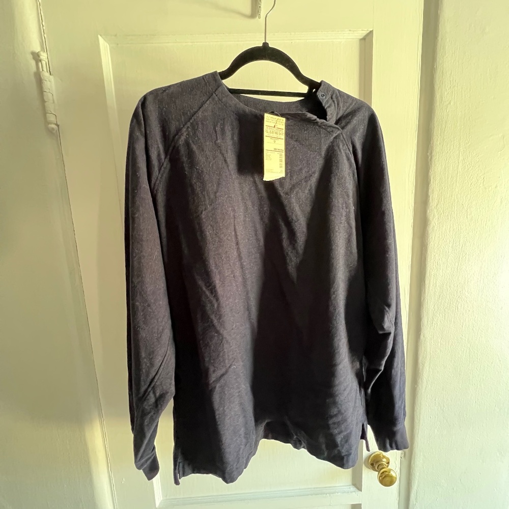 MUJI Mens Pullover Rib Shirt in Navy